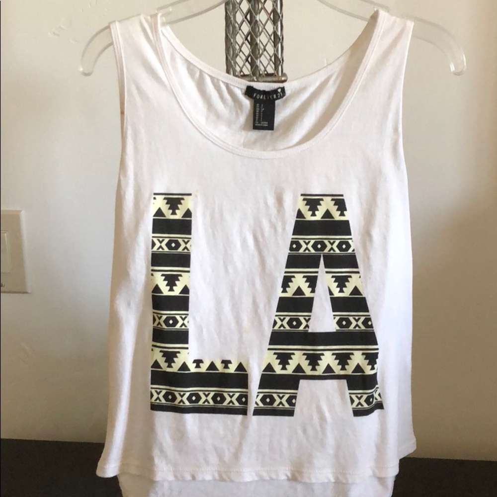 White LA tank top